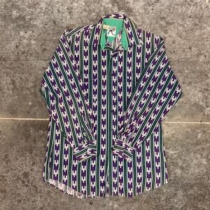 Vintage 90s Roper Aztec Striped Western Shirt Medium